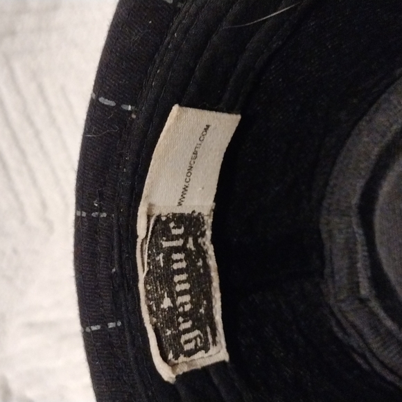 Granule Concept One Fedora Trilby Hat Black Check Crusader Cross Studded Grunge - Picture 8 of 13